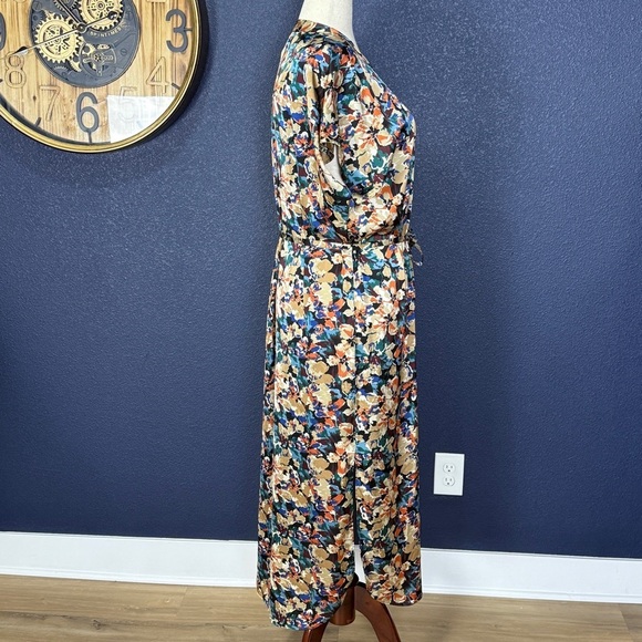 Banana Republic Factory Colorful Floral Satiny Midi Dress | XL - Picture 5 of 8